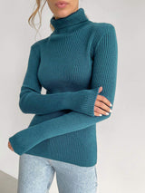 Klassischer Rollkragenpullover für Damen | Lässig – Nebelblau