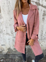 Ivanka | Langer Mantel mit Manschetten im Casual-Look – Rosa