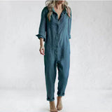 Tessa - Entspannter Frühlings-Jumpsuit mit Knopfleiste – Blau