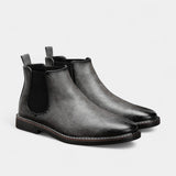 Herren-Chelsea-Boots aus Lederimitat mit Elastikeinsatz – Schwarz