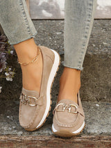 Bequeme Damen-Loafers mit elegantem Metallakzent – Khaki