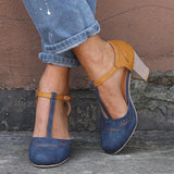 Vintage-Pumps für Damen | Geschlossene Spitze – Blau