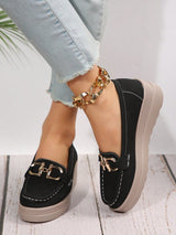 Bequeme Damen-Loafers mit elegantem Metallakzent – Schwarz
