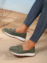 Bequeme Damen-Loafers mit elegantem Metallakzent – Grün