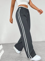 Damen Weite Beine Verstellbare Stoffhose – Grau