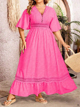 Ruth | A-Linie plus Größe Kleid für Damen – Rosa