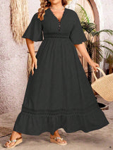 Ruth | A-Linie plus Größe Kleid für Damen – Schwarz