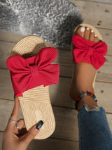 Boho Sandalen mit Schleife & Jutefußbett – Sommerlich & Bequem | Zendoo.de – Rot