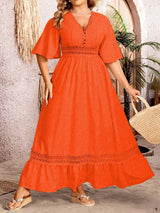 Ruth | A-Linie plus Größe Kleid für Damen – Orange