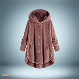 Teddyjacke – mit knöpfen und kapuze – Rosa