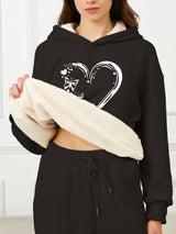 Heart Stilvolle Pullover Hoodie – Schwarz