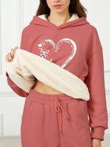 Heart Stilvolle Pullover Hoodie – Rosa Rot