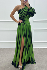 Aurélie – Satin-Halter-Maxikleid mit offenem Rücken – Grün