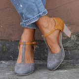 Vintage-Pumps für Damen | Geschlossene Spitze – Grau