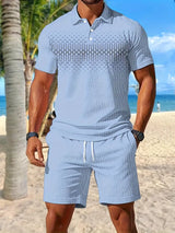 Zackary – Sommer Liches kurzärmliges Zweiteiler Set – Blau