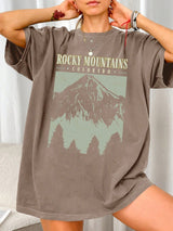 Oversized T-Shirt "Rocky Mountains" in Vintage-Schwarz – Urban Streetstyle mit Retro-Vibe – Khaki
