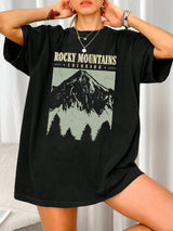 Oversized T-Shirt "Rocky Mountains" in Vintage-Schwarz – Urban Streetstyle mit Retro-Vibe – Schwarz