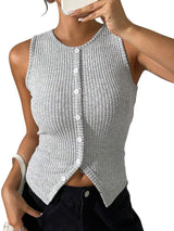 Niva – Geripptes Tanktop mit moderner Linie – Grau