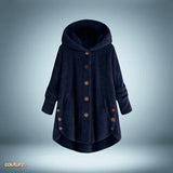 Teddyjacke – mit knöpfen und kapuze – Blau