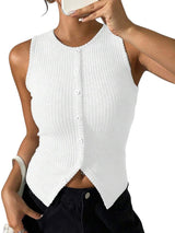 Niva – Geripptes Tanktop mit moderner Linie – Weiß