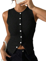 Niva – Geripptes Tanktop mit moderner Linie – Schwarz