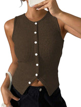 Niva – Geripptes Tanktop mit moderner Linie – Braun
