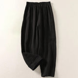 Ljupka – Leichte Hose Aus Baumwolle Und Leinen – Schwarz
