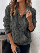 Lurein - Half-Zip-Pullover mit Soft-Touch-Finish – Kohlegrau