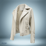 Exklusiv – lederjacke mit zöpfen – Weiß