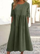 Lässiges Damenkleid | Midi – Olivgrün