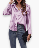 Damen Elegant Langärmelige Bluse | Festliche Blusen für Anlässe – Lila