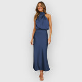 Shenna | Kleid mit Neckholder – Marineblau