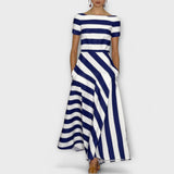 Janell - Streifenmaxikleid – Dunkelblau