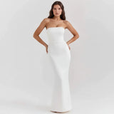 Sabrina | Damen Trägerloses Korsett Maxikleid Satin – Satin Korsett Maxi 2026 – Elfenbein