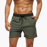 Schnelltrocknende Stretchshorts für Herren - Ideal für Sport & Freizeit – Armee grün schwarz