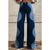 Trixie Weite Jeans mit Wellenmuster – Blau