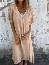 Rachel - Bequemes, locker sitzendes Kleid für Damen – Beige