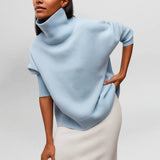 Stefanie™ | Strickpullover mit Rollkragen – Hellblau