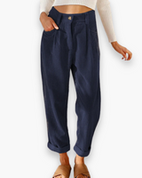 Damen Lässige Stoffhose | Bequeme Passform – Rubinblau