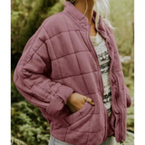 Damen Warme Reißverschluss Jacke – Rosa