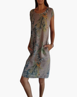 Damen T-Shirt Kleid | Lockeres Sommerkleid mit Print – Grau