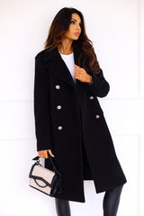 Damen Reverskragen Trenchcoat | Winter – Schwarz