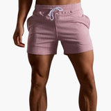 Gestreifte Shorts mit Kordelzug - für Herren im Sommerstil – Rosa