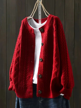 DIE LORENZA | KABEL CARDIGAN – Rot