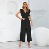 FashionFlow - Plissee-Hose mit weitem Bein Jumpsuit – Schwarz