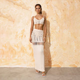 Chloé | Set aus Rock und Top aus Häkelmasche – Beige Kostüm