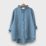 Jagina – Lockere Bluse mit Volantkante – Blau
