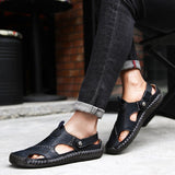 Herren Sandalen | offene Riemenform mit Fersenstütze – Schwarz