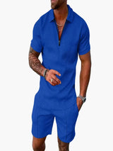 Set aus Polo und Shorts im lässigen Stil für Herren – Sommerliche entspannte Eleganz – Blau
