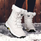 Winterschuhe Damen| Mit Schnürung Und Runder Kappe Stiefel – Weiß